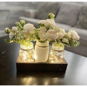 New Mason Jar Lights Centerpiece Table Decorations for Dining Room Farmhouse